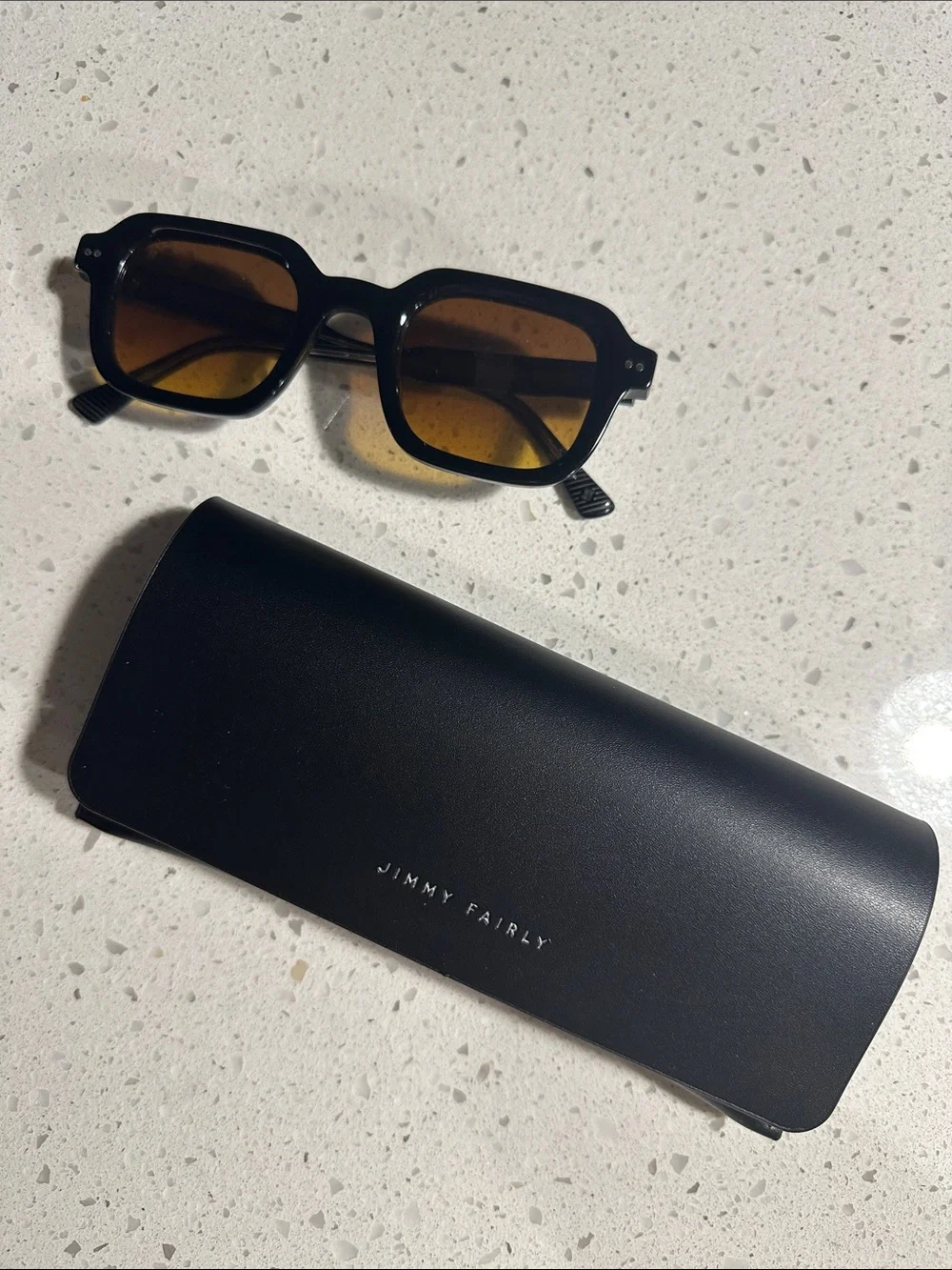 Jimmy Fairly ‘Etty’ Black Sunglasses with Amber Lenses